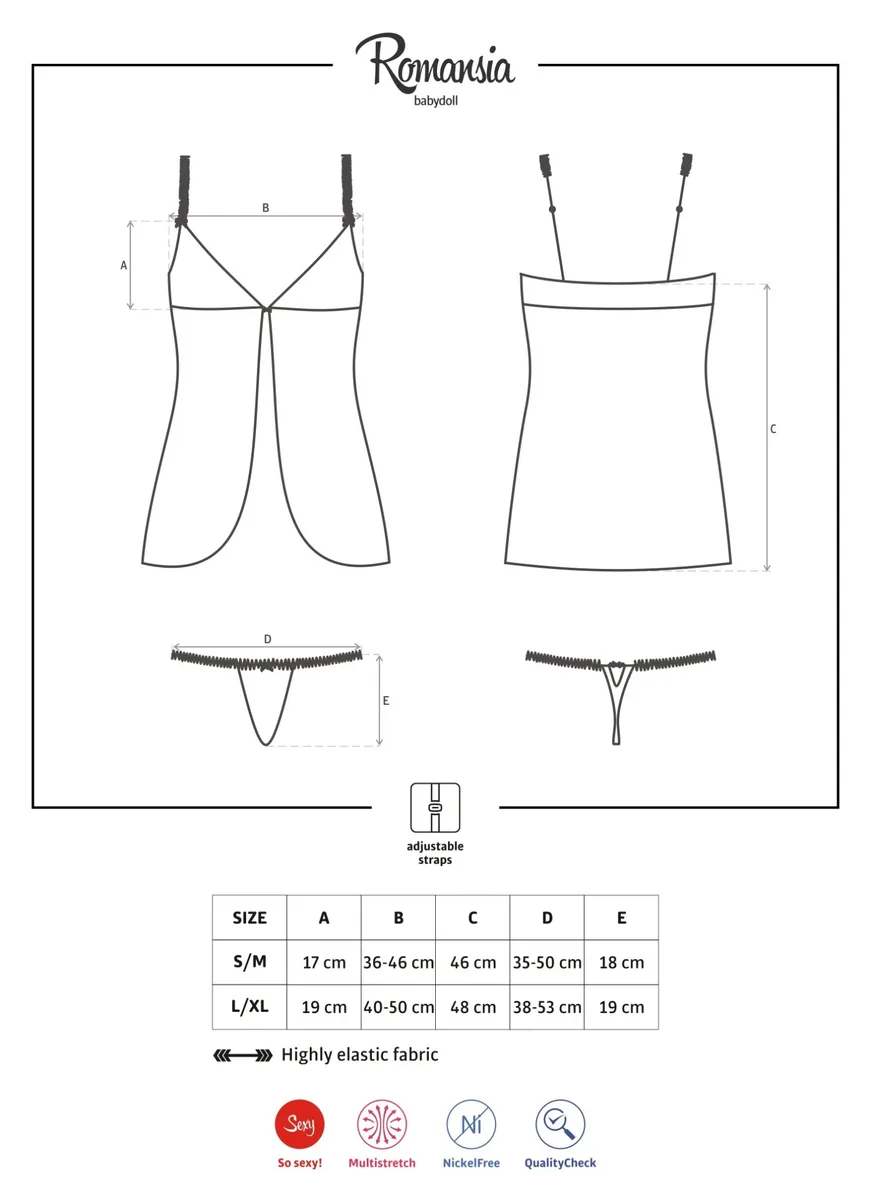 Секси червена нощничка Obsessive Romansia babydoll