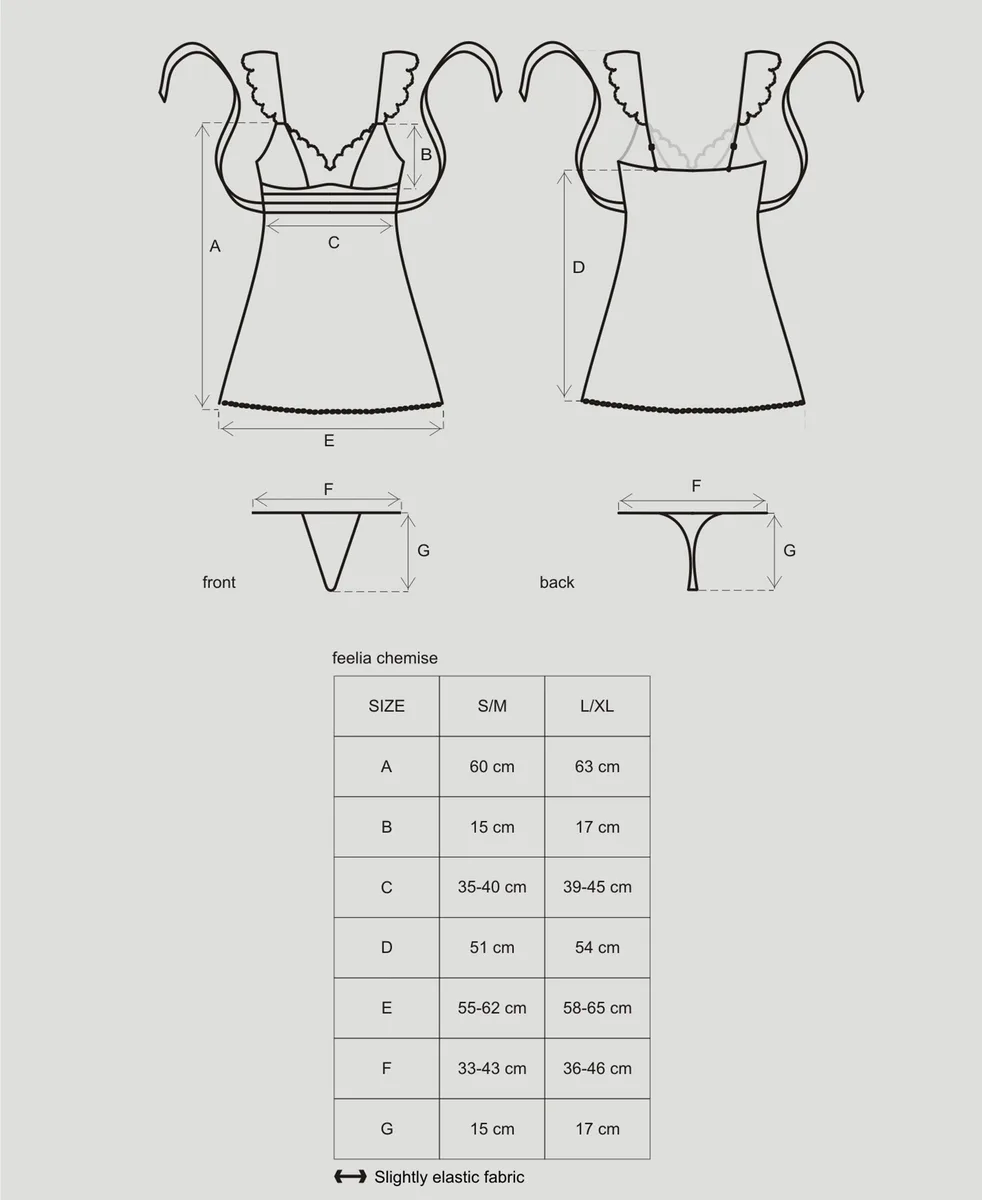 Бяла сатенена нощница Obsessive Feelia chemise