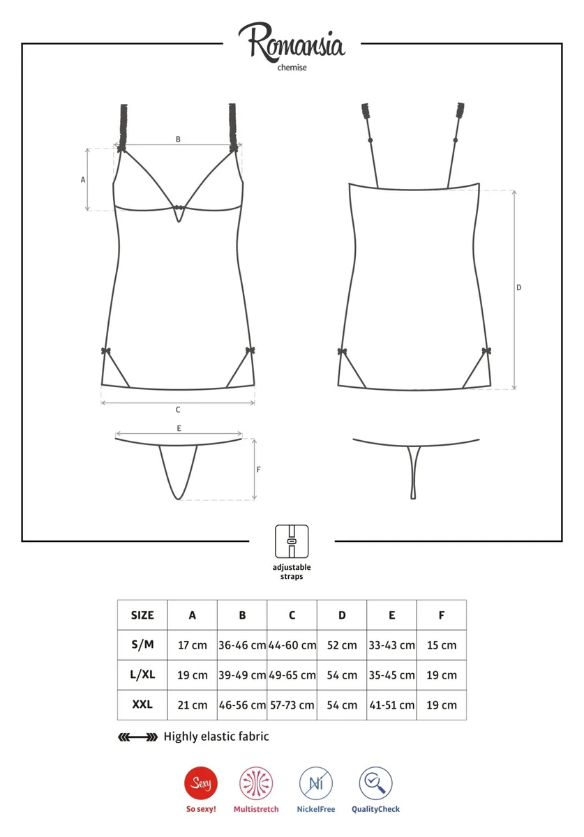 Червена секси нощничка Obsessive Romansia chemise
