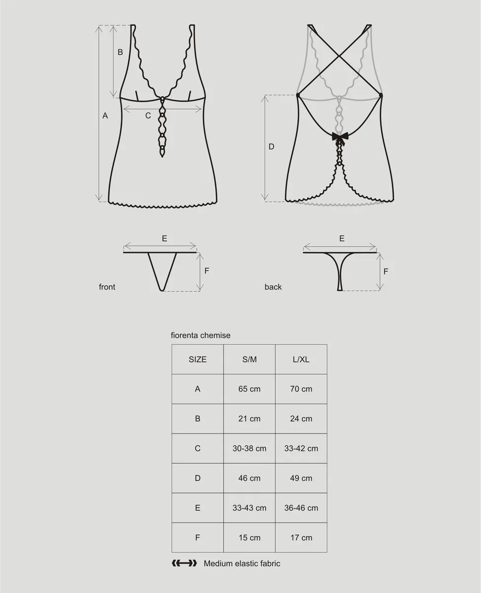 Секси нощничка  с гол гръб Obsessive Fiorenta chemise
