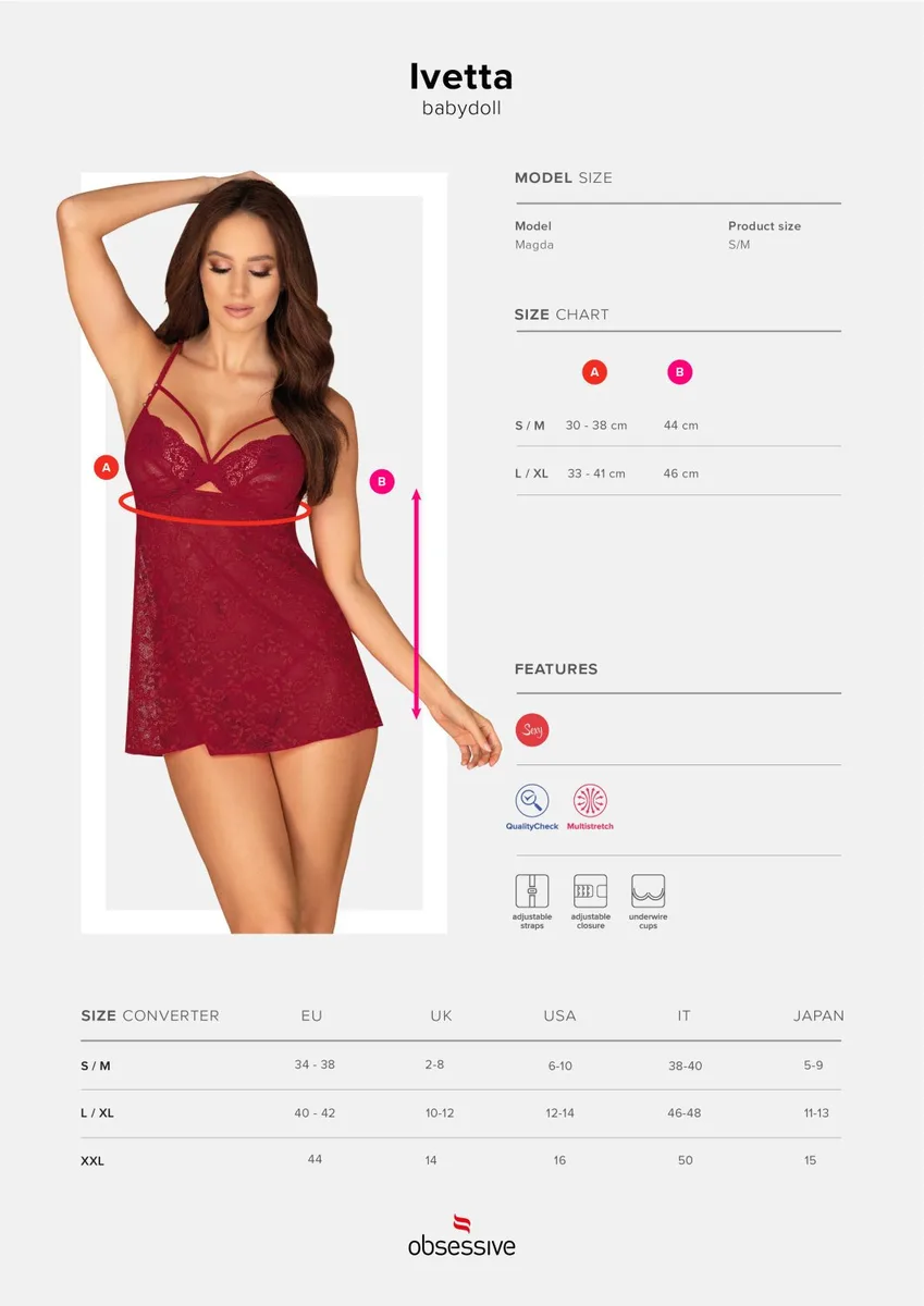Секси дантелена нощница Obsessive Ivetta