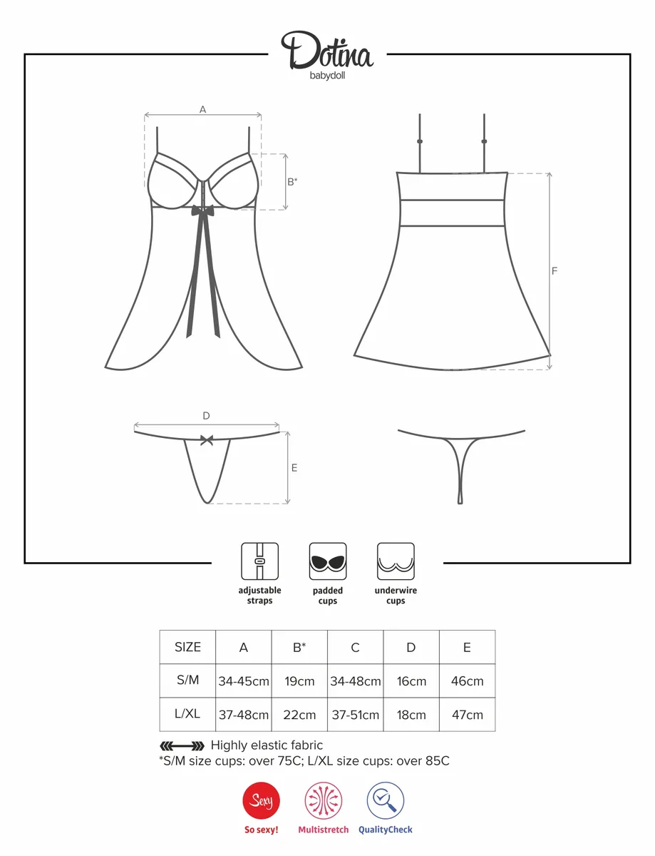 Закачлива и елегантна нощница Obsessive Dotina babydoll