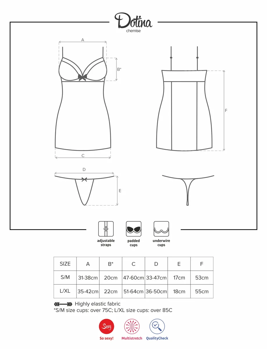 Елегантна и женствена нощница Obsessive Dotina chemise