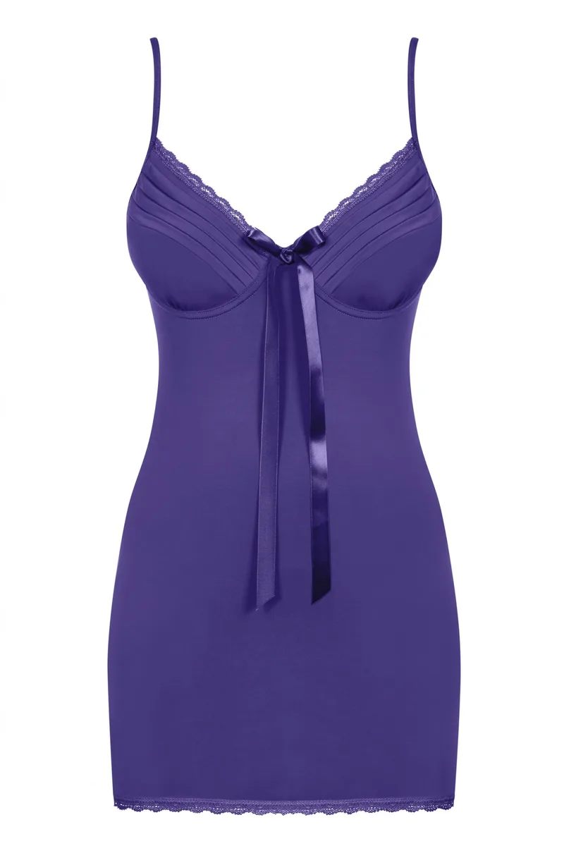 Лилава вталена нощница Obsessive Blackardi chemise