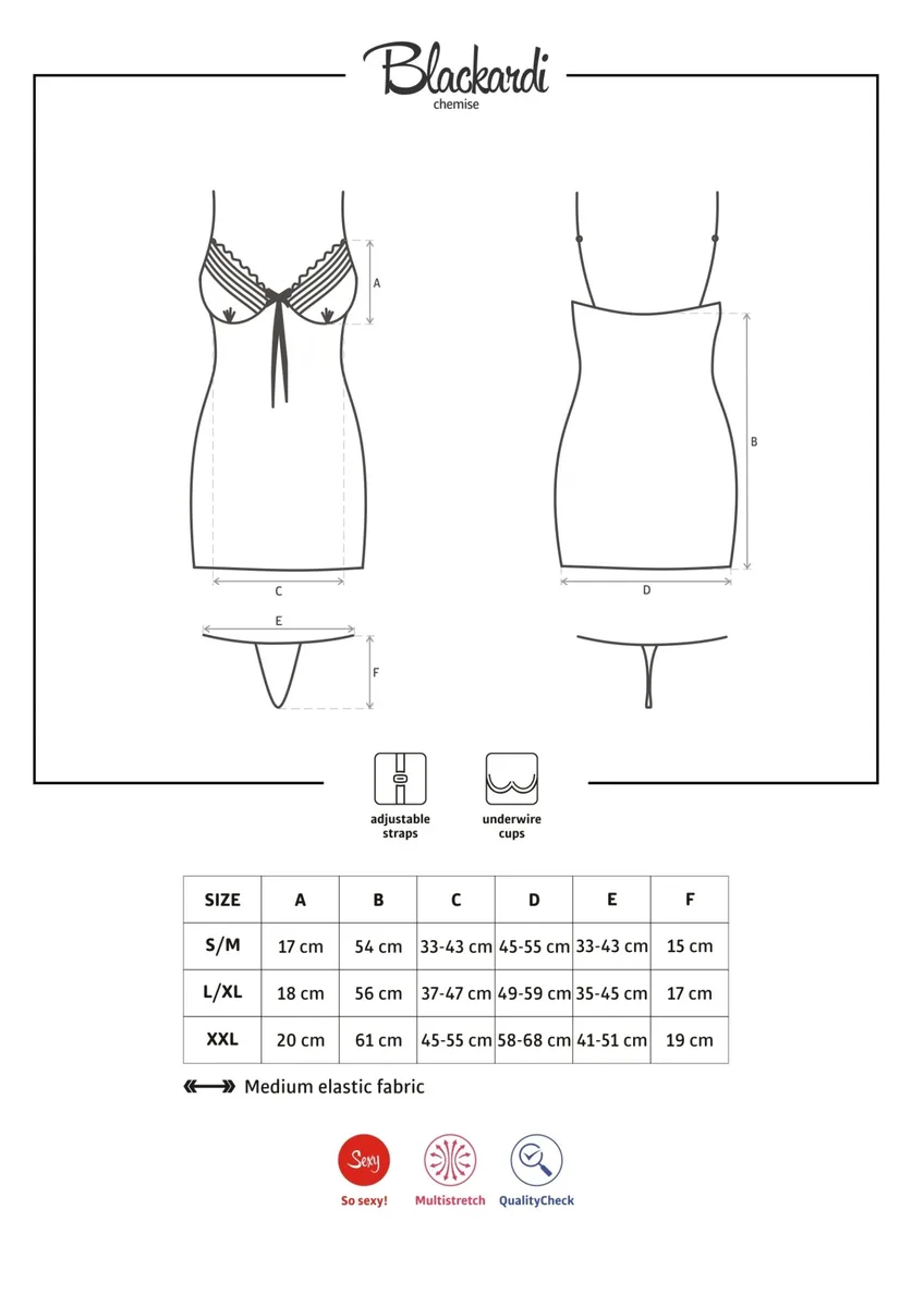 Лилава вталена нощница Obsessive Blackardi chemise