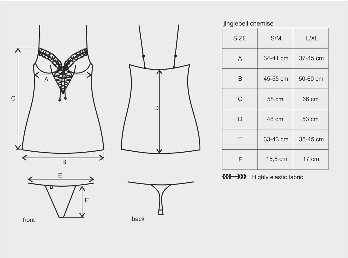 Секси коледна рокля Obsessive Jinglebell chemise